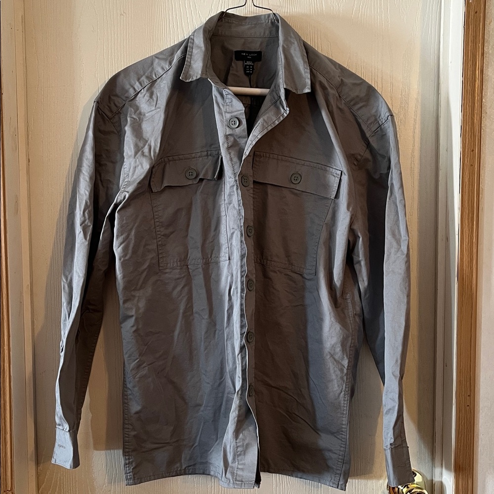 New Look Men's Gray Shirt Jacket NEW, Size Medium- New with Tags!!